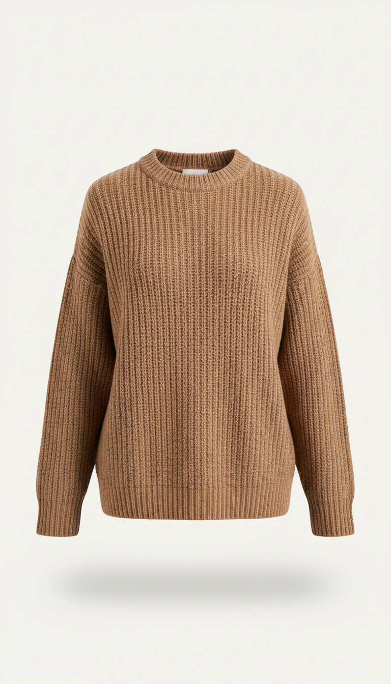 Sandstone Ribbed Knit Sweater
