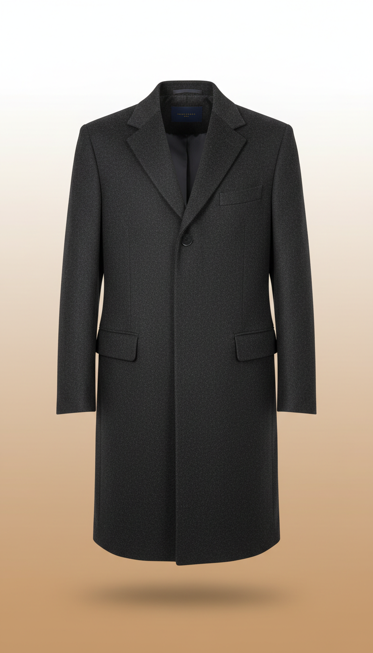 Men's Deep Charcoal Wool Overcoat
